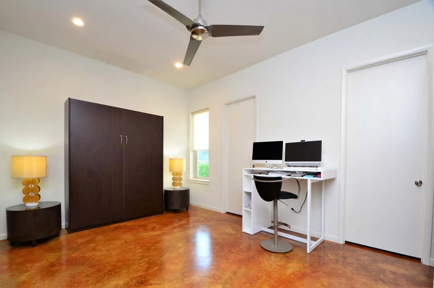 Home office nook with dual workstations